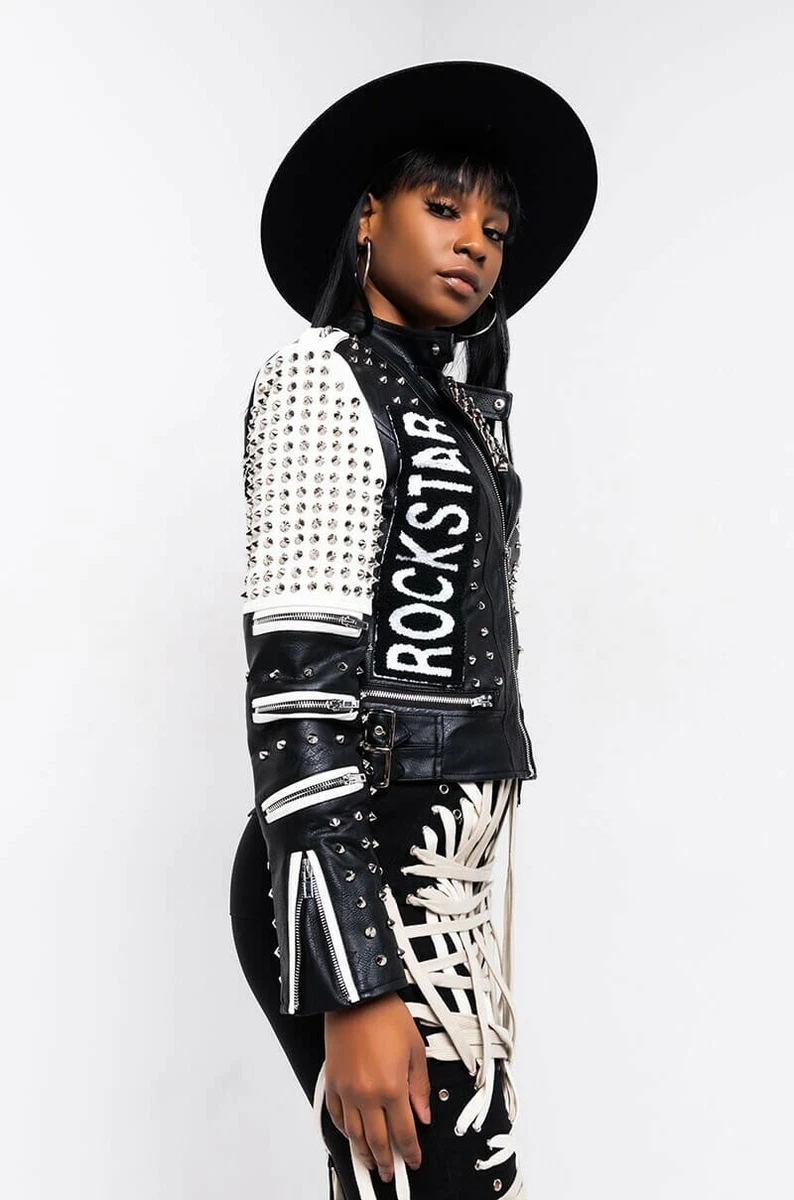 Azalea wang stone cold crazy graffiti deals rocker moto jacket