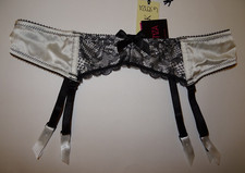 Bnwt La Senza 8 10 12 14 16 18 Suspender Belt Rouched Ivory Silk Black Lace