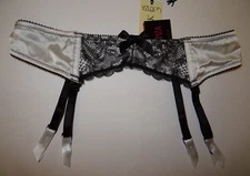 Bnwt La Senza 8 10 12 14 16 18 Suspender Belt Rouched Ivory Silk Black Lace
