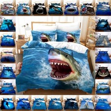 Big Shark Quilt Duvet Cover Boys Bedding Set Pillowcase Single Double King Size