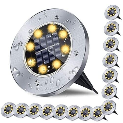 Solar Ground Lights, Waterproof Solar Garden Lights, 16 Pack Warm Light