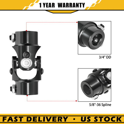 5/8''-36 Spline x 3/4'' DD Black Universal Steering Shaft U Joint Single Shaft