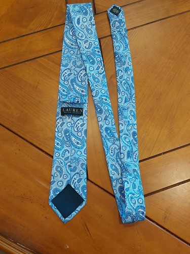 Ralph Lauren Black Label Blue Paisley Silk Linen Tie | 3” x 59” | Excellent - Picture 3 of 4