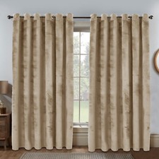 Thick Velvet Curtains Blackout Eyelet Ring Top Curtains Ready Made Fully Lined