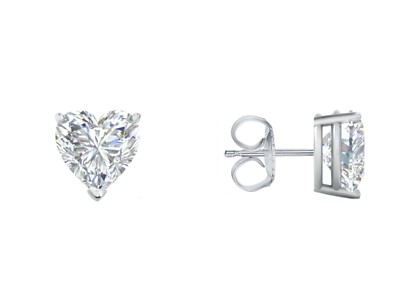4 kt Herz Lab Created gewachsener Diamant massiv 14 K Weißgold Ohrringe Ohrstecker Druck