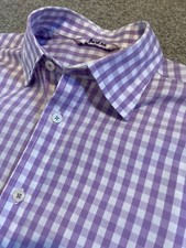 GORGEOUS BODEN LILAC GINGHAM DOUBLE CUFF SHIRT 15.5 15 1/2