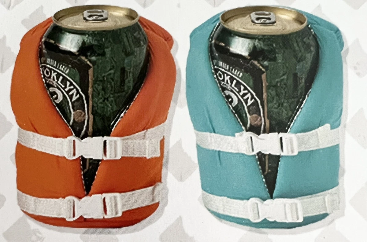 Life Jacket Beer Can Koozie 2 pack Drink Cooler Beverage Life Vest