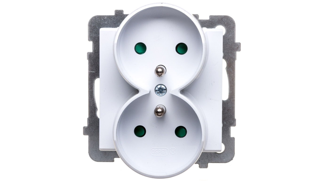 SONATA Double socket with/with shutters, white GP-2RRZP/m/00 /T2UK