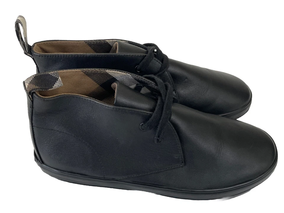 Burberry Boy Cuero Con Cordones Botines Tenis Forro a Cuadros Nova EU 35/US 3 Foto 3 de 4