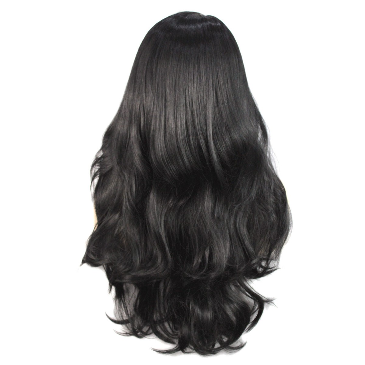 Parrucca Nera Ondulata Da Donna Lunga 24 Pollici, Parrucca Riccia Nera