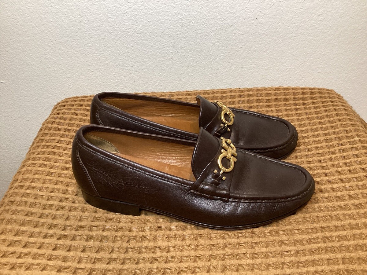 Salvatore Ferragamo Brown Gancini Bit Leather Loafers Mens 7.5 E (Wide) Loafer with Gancini buckle - Men | Ferragamo main image 4