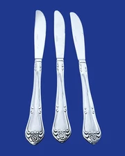 Oneida ARBOR ROSE TRUE ROSE Stainless -- Set of 3 Solid Handle Dinner Knives