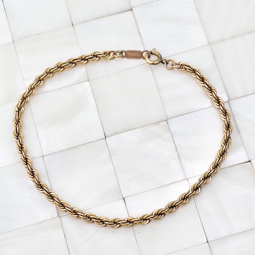Krementz Gold Tone Rope Chain Bracelet The Vintage Strand Lot 0809 eBay
