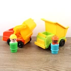 Vintage Fisher Price Little People Construction Workers & Vehicles w/ Dump Truck