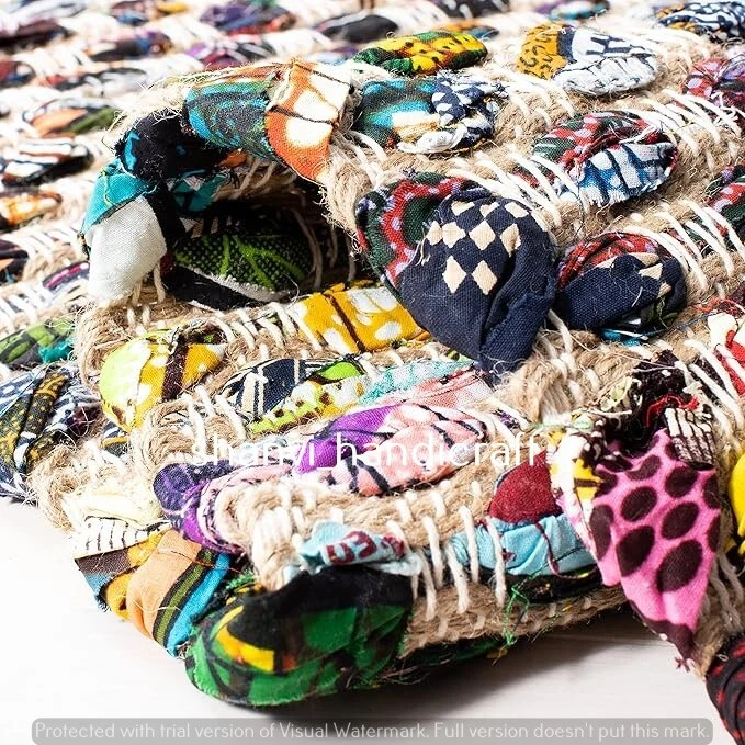 Modern Rug 100% Natural Cotton Jute Handmade Woven carpet rustic look area rugs - Image 4 of 4