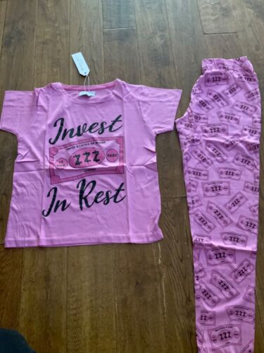 Women/Girl Brave Soul Invest In Rest Pyjamas Trouser Set Pink - Size XS - NEW - Afbeelding 1 van 7