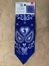 Daiso Disney Mickey Mouse Bandana, Blue, Square 20.1"×20.1", NEW