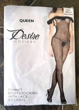 Size Queen (170-245lb) Fantasy Desire  Fishnet Body Stocking w/ Open Crotch