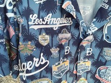 Los Angeles Dodgers Hawaiian Aloha Shirt Camp Vintage LA Dodgers Mens Large