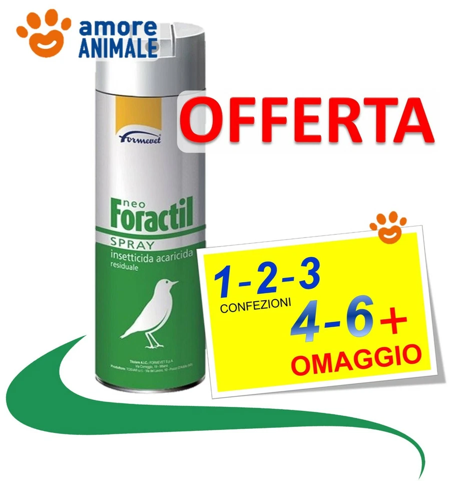 FORMEVET Neo Foractil per Uccelli 1 / 2 / 3 / 4 / 6 Confezioni Spray 300 ml - Acaricida