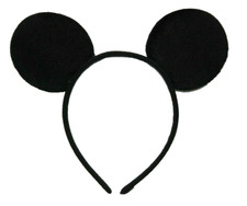 Disney Mickey Mouse Ears Headband Plain Black Plush Ears One Size Kids Adults