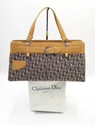 Dior Vintage Trotter Monogram Buckle Detail Tote | eBay