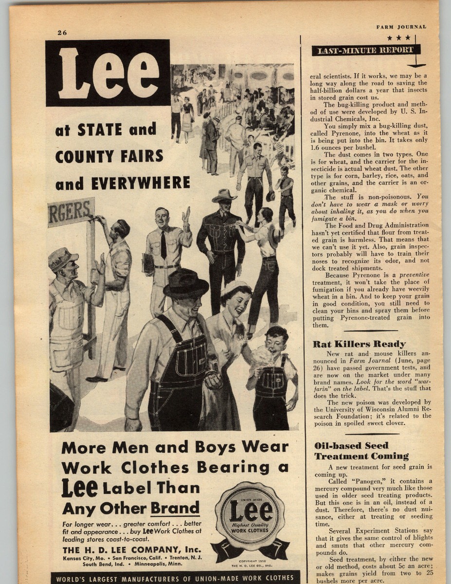 1950 PAPER AD Jeans Blue Lee Work Clothes H D Union-Made Fair