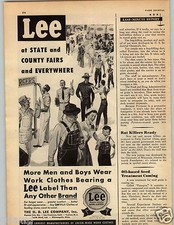 1950 PAPER AD Jeans Blue Lee Work Clothes H D Union-Made Fair Overalls