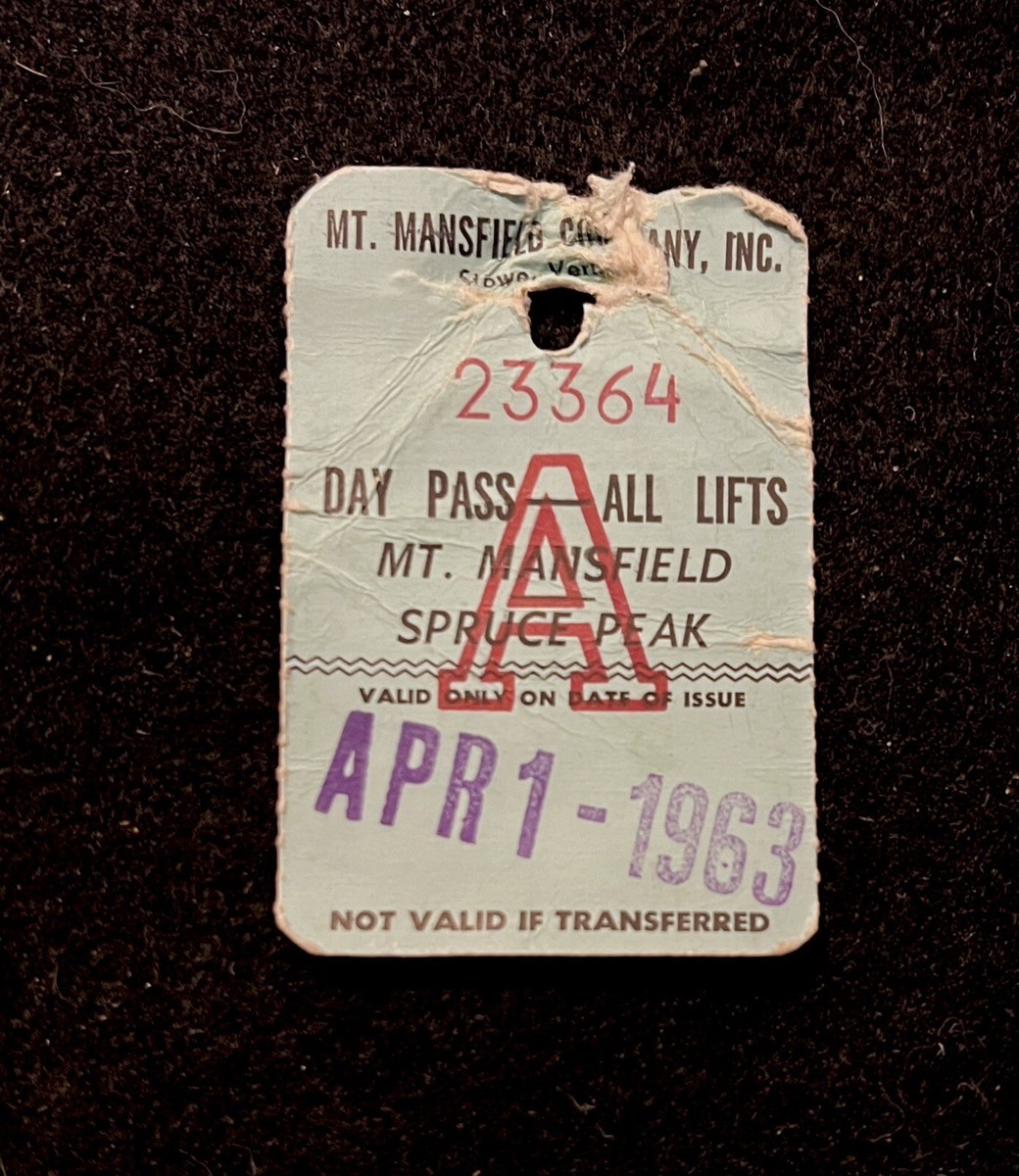 スキー SNOWBLEADES BY SNOWFEAT MT. MANSFIELD Vtg 4/1/1963 Ski Lift Ticket Stowe VERMONT