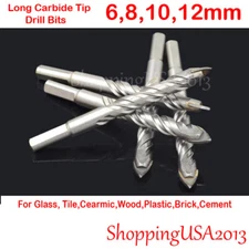 4 Pcs Drill Bit Set 6,8,10,12mm Carbide Tip For Brick Tile glass, tile, ceramic