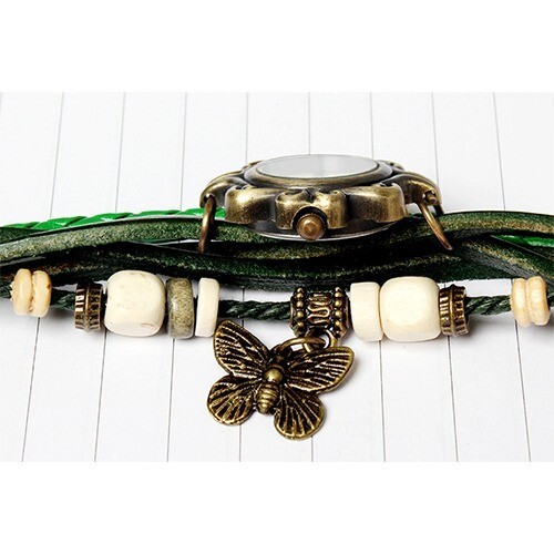 Retro Bohemian Women's Watch Handmade Leather Bracelet Watch Christmas Gift - Picture 8 of 9