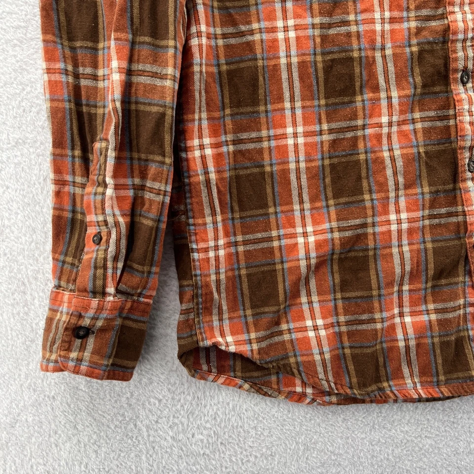 Camisa Timberland Grande Para Hombre Naranja A Cuadros Abotonada Top Manga Larga Franela Cabina Foto 2 de 4