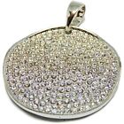 Pave Rhinestone Pendant Silver Plated Circular