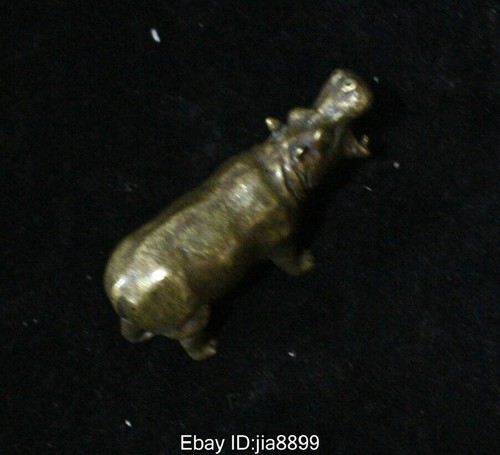3" China Chinese Folk Fengshui Bronze Tier Nilpferd Statue Skulptur - Bild 11 von 13