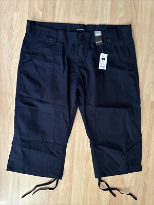 DUNNES STORES Size 16 NWT Navy Poplin Crop Pants Inseam 18 