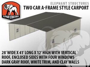 Two Car Metal Carport 28 X 41 X 12 Ebay