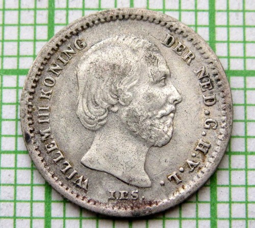 NETHERLANDS WILLEM III 1869 5 CENTS, SMALL SILVER - Picture 2 of 4