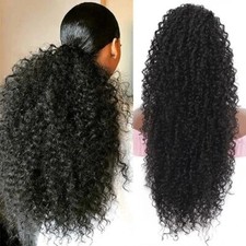 Synthetic Drawstring Ponytail Extension Deep Curly Heat Resistant Instant Clip