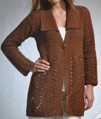 (349) Häkelmuster Reprint - Damen DK Kragen Jacke & Tunika Top Größe 32-46''