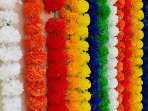 50 Pcs Artificial marigold flower garlands Vine wedding Indian event decoration - Image 3 of 4