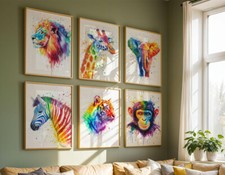 Prints Children's Bedroom Wall Art Posters 6 Set Safari Animals Nursery Prints