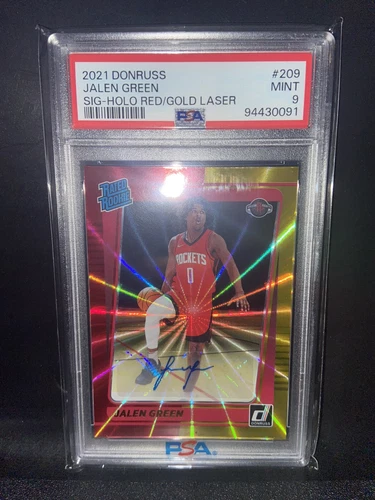 2021-2022 DONRUSS JALEN GREEN RC ROOKIE AUTO RED GOLD LASER PSA 9