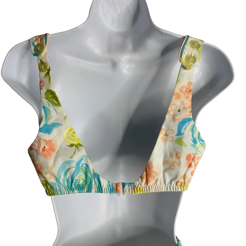 Traje de Juego de Natación Ceeb of Miami Años 60 De Colección S Blanco Floral 2 piezas Acolchado Sin Stock Foto 3 de 4