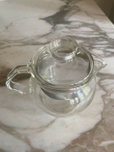Glass Teapot With Stainless Steel Infuser & Lid 14 Oz Heat-Resistant Clear Desig - Picture 2 of 5