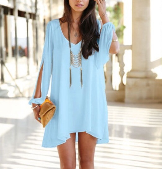 light blue dress with gold jewelry Light blue wedding guest dress flat lay with nude sandals, pearls and gold jewelry Read more: https://wedding-look.com/light-blue-wedding-guest-dress-ideas-for-warm-weather-venues/ Sun-kissed outfit inspo: style a light blue wedding guest dress with