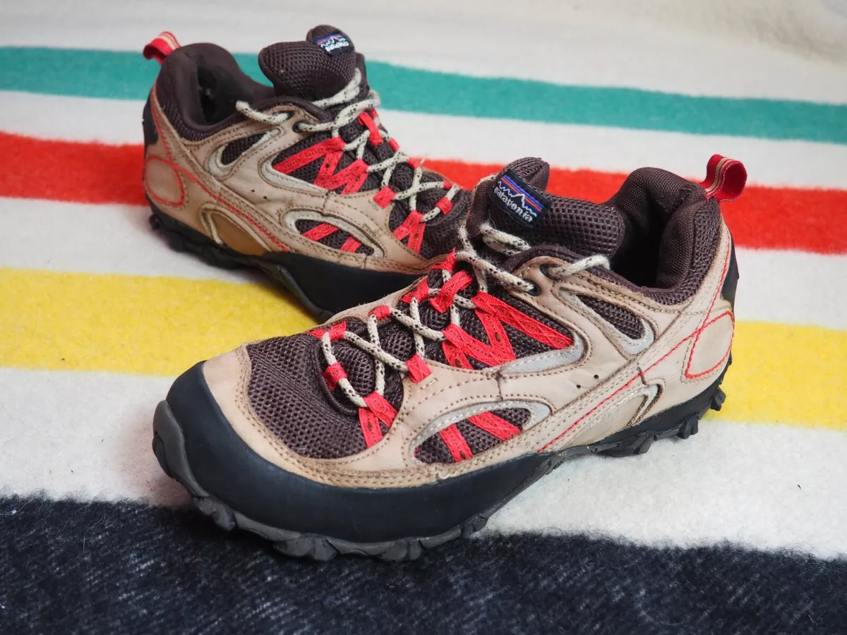 VTG Y2k PATAGONIA Brown Red Low Outdoor Hiking Shoes Logo Womens US 9 EU 40