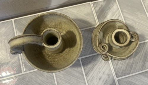 Hassall Dunbar Scotland Studio Art Pottery 2 Candle Holders Vintage - Picture 2 of 6