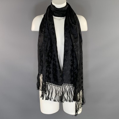 KIESELSTEIN-CORD Black Alligator Silk Scarf