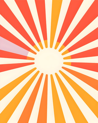 Retro Sunburst Poster - Warme rote Strahlen Grafik Wandkunst -...