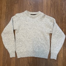Vintage Eddie Bauer Light Gray Wool Knit Long Sleeve Crewneck Sweater Mens MED